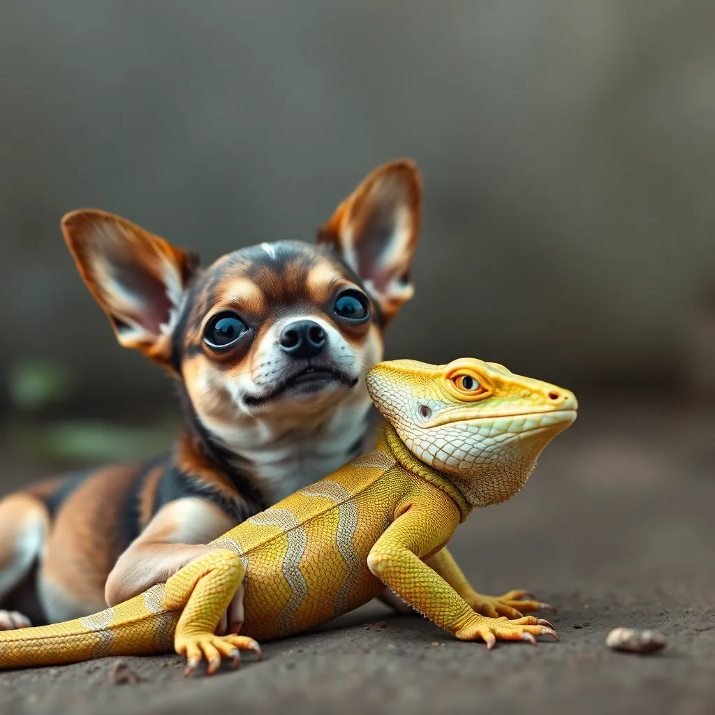 Interspecies Love: Chihuahua's Unbreakable Bond with Lizard