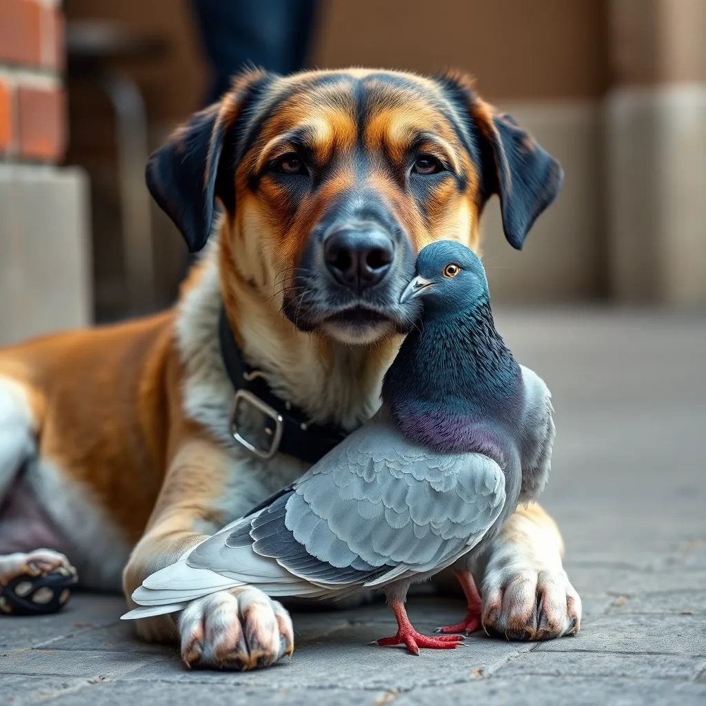 Unlikely Friendship: Dog Adopts Rescued Pigeon