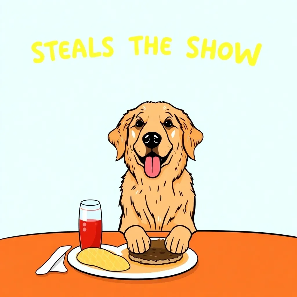 GOLDEN RETRIEVER STEALS THE SHOW DURING LUNCH DATE